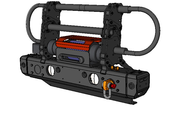 <b>Modular Front-End System (MFES-JK C9-S) with Full Grill Guard, Headlight Guards, Top-Mount Winch, Skid Plate & Rotator Shackle Mount</b><span><br /> Designed by <b><a href='/success-stories/mud-snow-sand-meet-technology/'>Trey Hermann</a></b> of <b><a href='http://pronghorngear.com/'>Pronghorn Overland Gear</a></b> • Created in <a href='/3d-modeling/3d-modeling-cobalt.html'>Cobalt CAD & 3D Modeling Software</a></span>