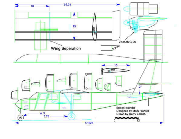 <b>New Islander Unmanned Aerial Vehicle</b><span><br /> Designed by <b>Gerry Yarrish</b> • Created in <a href='/2d-3d-drafting/2d-3d-cad-graphite.html'>Graphite Precision CAD Software</a></span>