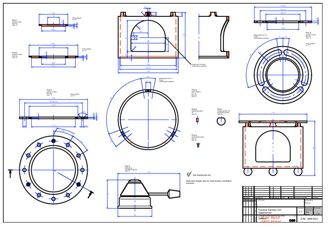 <b>Fondue Bunsen Burner</b><span><br /> Designed by <b>Walter Arnold</b> • Created in <a href='/2d-3d-drafting/2d-3d-cad-graphite.html'>Graphite Precision CAD Software</a></span>