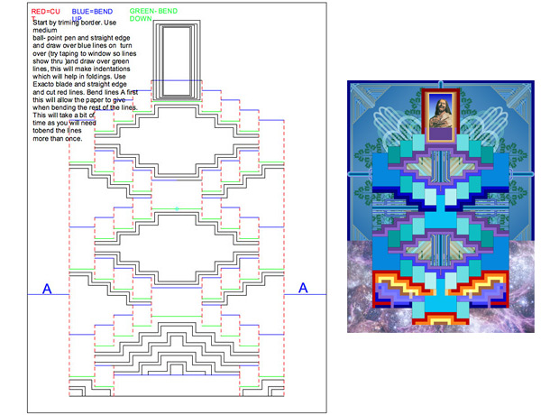 <b>The Folding Art and Mandala “A Way to the Self.”</b><span><br /> Designed by <b><a href='/success-stories/squaring-the-circles-creating-art-in-graphite/'>Al Plyley</a></b> • Created in <a href='/2d-3d-drafting/2d-3d-cad-graphite.html'>Graphite Precision CAD Software</a>, colored in Corel PaintShop Pro</span>