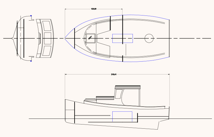 <b>Herreshoff Harbor Pilot Deck & Wheelhouse</b><span><br /> Designed by <b><a href='/success-stories/retired-by-design/'>Merrill Hall</a></b> • Created in <a href='/2d-3d-drafting/2d-3d-cad-graphite.html'>Graphite Precision CAD Software</a></span>